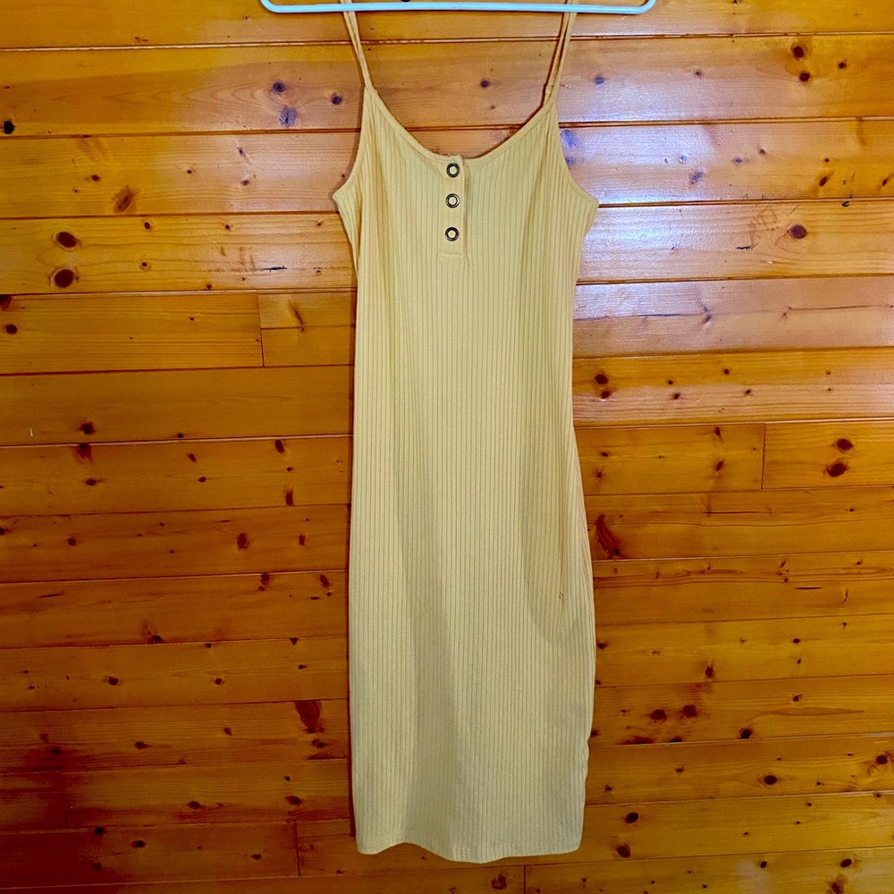 Yellow body con dress